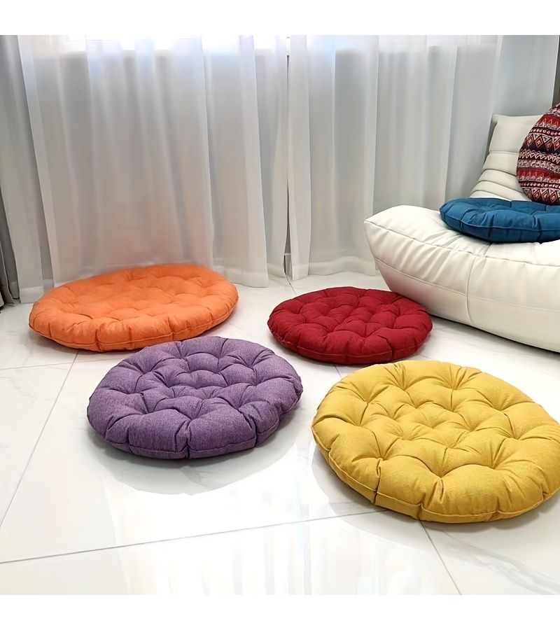 1pc Luxurious Cushion Tangerine Diameter 17 72inch Japanese Tatami Floor Mat Soft Breathable Thickened Cross Legged Floor Seat for Meditation Home Decoration Bay Window Seating Relaxation Durable Easy to Clean - Image 4