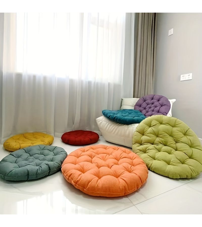 1pc Luxurious Cushion Tangerine Diameter 17 72inch Japanese Tatami Floor Mat Soft Breathable Thickened Cross Legged Floor Seat for Meditation Home Decoration Bay Window Seating Relaxation Durable Easy to Clean - Image 1