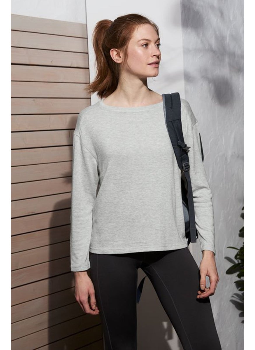 Tchibo Women Crew Neck Cosy Pullover Sweatshirt, Grey  - Image 1