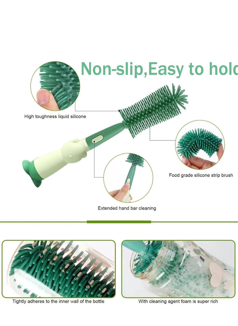 Rightsure Silicone Bottle Brush, Baby Bottle Cleaning Brush, 4 in 1 Bottle Brush Cleaner Kit With Stand, Cup Bottle Straw Brush, for Baby Bottle Nipple Thermoses (Green)  - Image 5