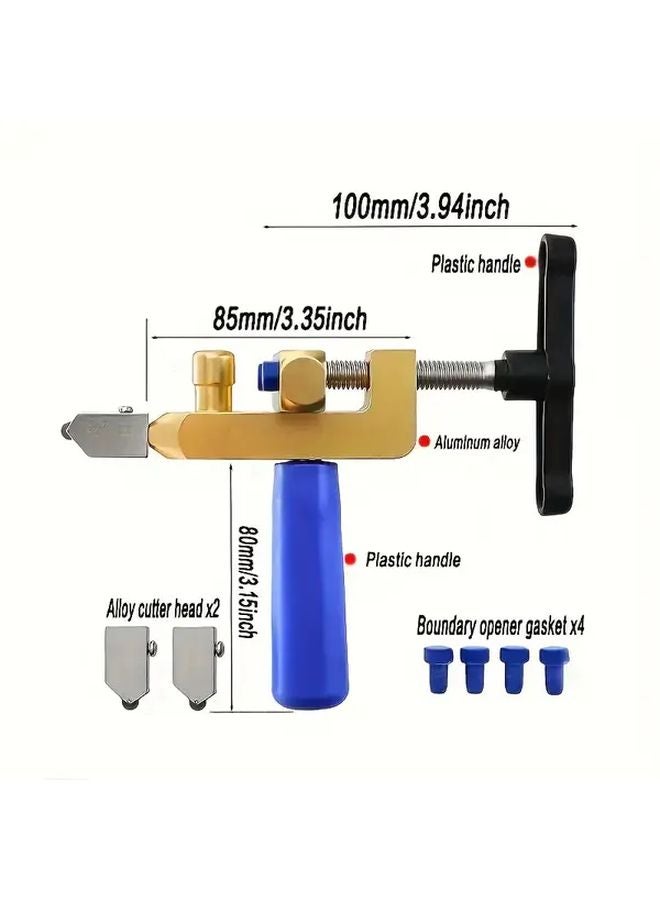 2 in 1 Portable Glass Tile Cutter Black Precise Cutting Crushing Durable Compact Design - Image 3