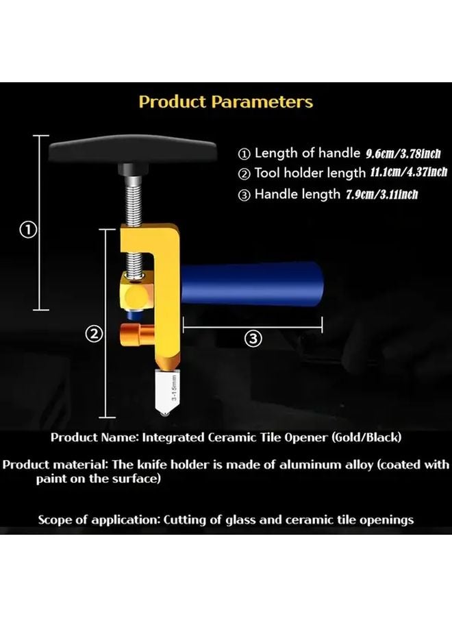 2 in 1 Portable Glass Tile Cutter Black Precise Cutting Crushing Durable Compact Design - Image 4