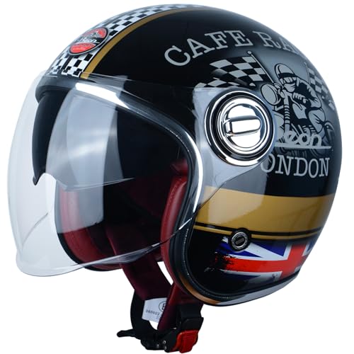 BEON Open Face Motorcycle Helmet for Adults DOT ApprovedMoped 34 Half Vespa Vintage Helmet with Dual Visors for Men and Women - Image 1