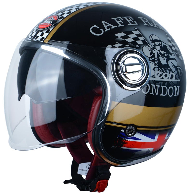 BEON Open Face Motorcycle Helmet for Adults DOT ApprovedMoped 34 Half Vespa Vintage Helmet with Dual Visors for Men and Women - Image 2