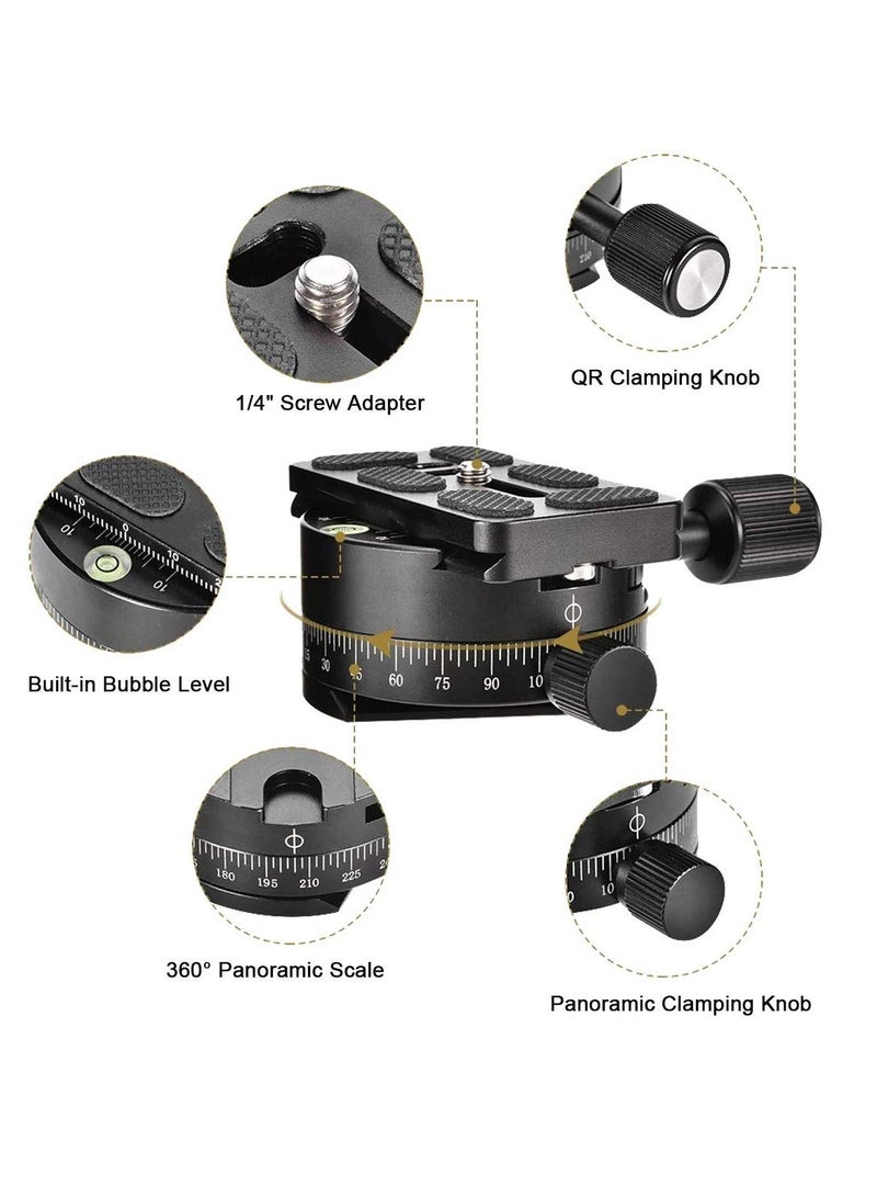 SYOSI 360 Panoramic Tripod Head Base Screw Knob Clamp, with 38mm Arca Swiss Style Quick Release Plate Bubble Level for Peak Design Travel Tripod, Gimbal, up to 22.05LBS - Image 3