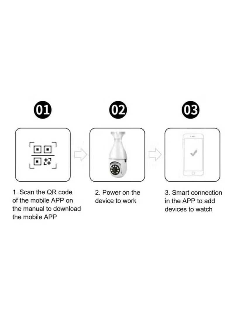 Light Bulb Security Camera – Wireless WiFi Indoor/Outdoor, 360° View, Motion Detection, Two-Way Talk, Color Night Vision