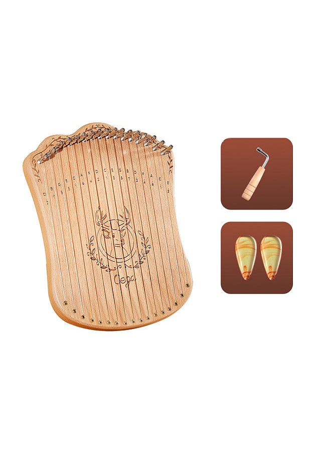 Generic - 17 String Lyre Harp Portable Solid Beech Wood Harp String Musical Instrument with Tuning Wrench Picks for Beginners Kids Adults - Image 1