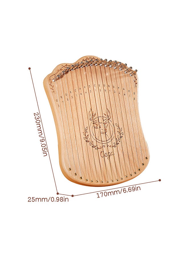 Generic - 17 String Lyre Harp Portable Solid Beech Wood Harp String Musical Instrument with Tuning Wrench Picks for Beginners Kids Adults - Image 1