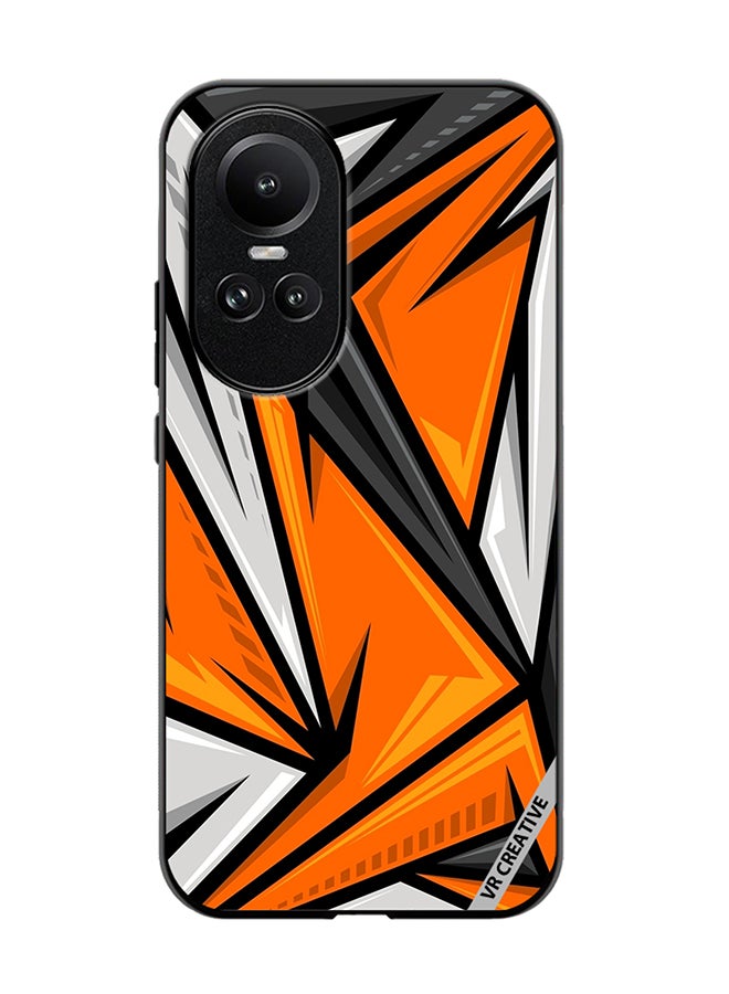 VR CREATIVE Protective Case Cover For Oppo Reno 10 Pro Texture Sports Racing Style Orange Color Design Multicolour - Image 1