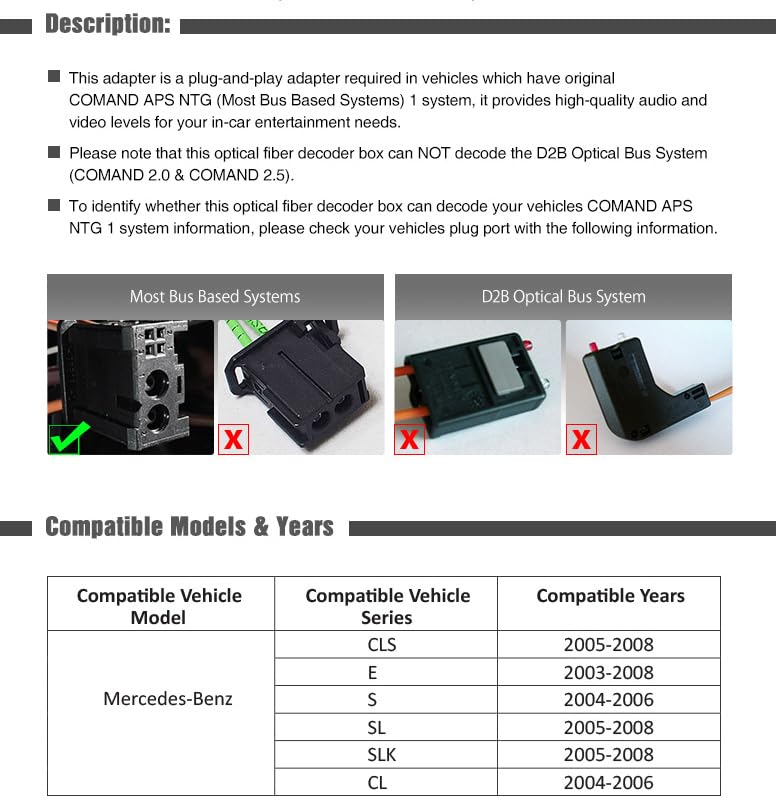Xtrons جهاز فك ترميز وحدة الرأس البصرية XTRONS® بديل لمرسيدس-بنز CL/CLS/E/S/SL/SLK - Image 3