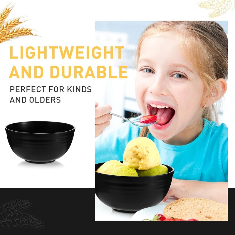 Geosar 18 Pcs Unbreakable Cereal Bowls 24 Oz Microwave and Dishwasher Safe Wheat Straw Fiber Lightweight Bowl for Soup Kitchen Serving Salad Dishes OatmealBlack - Image 4