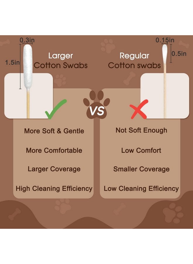 eyxformula 6 Inch Long Cotton Swabs for Pet Cleaning, Bamboo Handle, Pet Ear Cleaning Solution Supplies for Dogs and Cats (200 pcs Long Head Cotton swabs) - Image 4