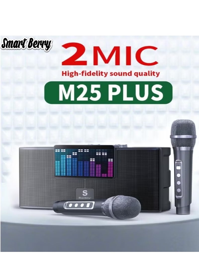 Smart Berry M25 Plus Portable Bluetooth Speaker with 2 UHF Wireless Microphones, Karaoke Machine for Adults and Kids, Home Party Speaker System with Gradual Colorful LED Lights, Rechargeable Battery, Crisp Sound, Bass Boost, and Portable Design  - Image 1