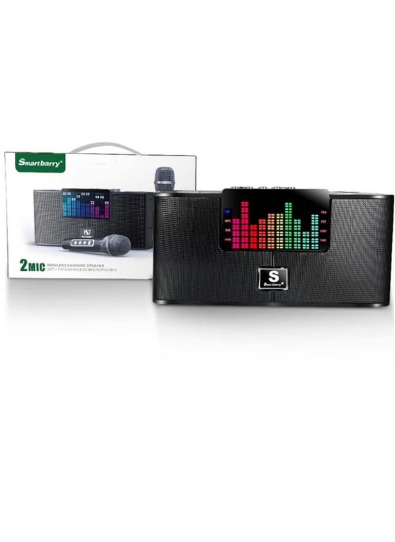 Smart Berry M25 Plus Portable Bluetooth Speaker with 2 UHF Wireless Microphones, Karaoke Machine for Adults and Kids, Home Party Speaker System with Gradual Colorful LED Lights, Rechargeable Battery, Crisp Sound, Bass Boost, and Portable Design  - Image 2