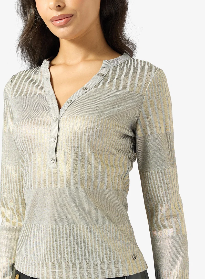 GUESS Marilena Henley Long Sleeve Top
