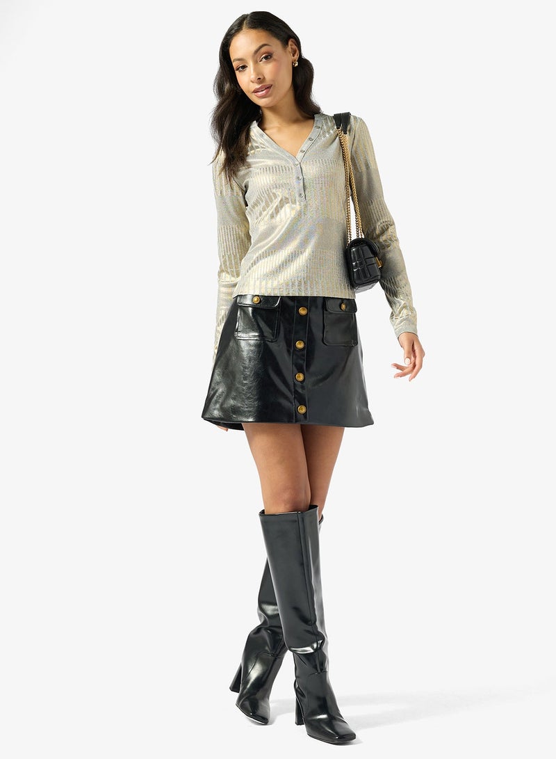 GUESS Marilena Henley Long Sleeve Top - Image 4