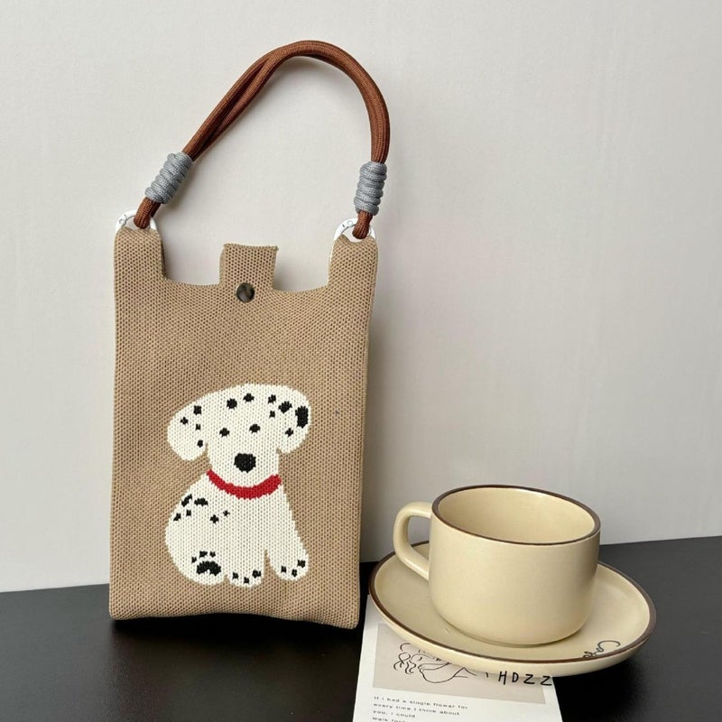 High-End Mobile Phone Bag, New Cartoon Knitted Dopamine Color Handbag, Niche Versatile Shoulder Crossbody Bag - Image 5