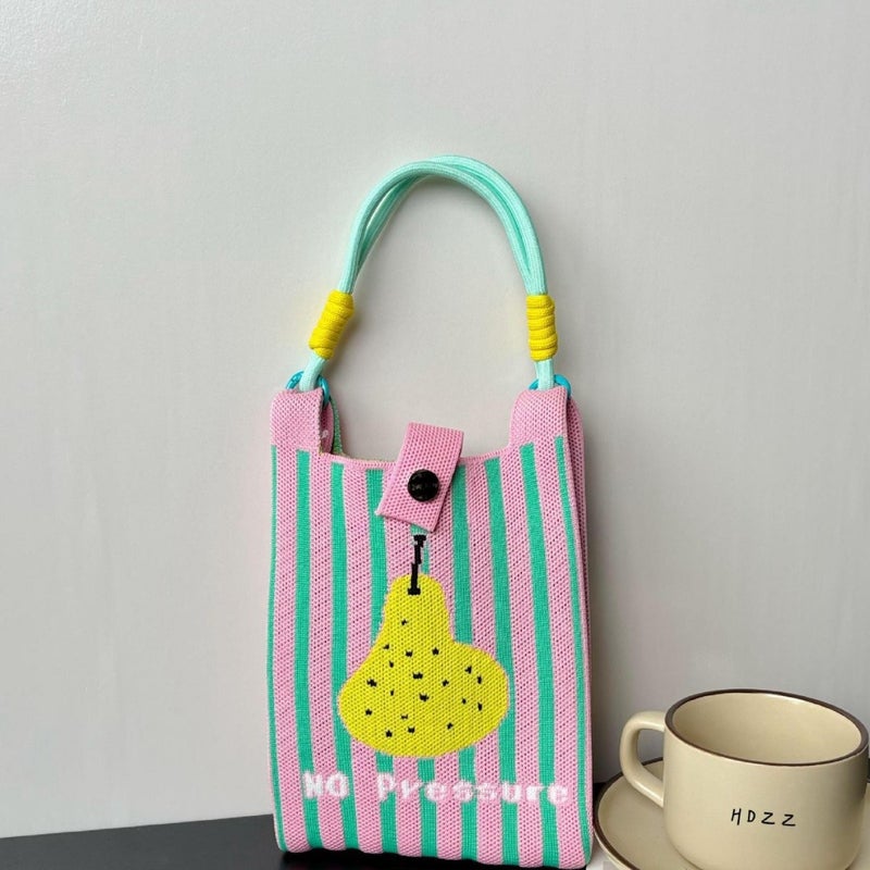High-End Mobile Phone Bag, New Cartoon Knitted Dopamine Color Handbag, Niche Versatile Shoulder Crossbody Bag - Image 4