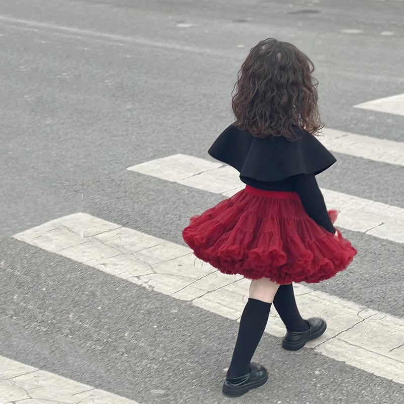 Calorie Second-Generation Tutu Skirt For Girls, Puffy Skirt For Children, Red Princess Skirt For Baby Girls, Half Skirt With Large Hem - Image 2