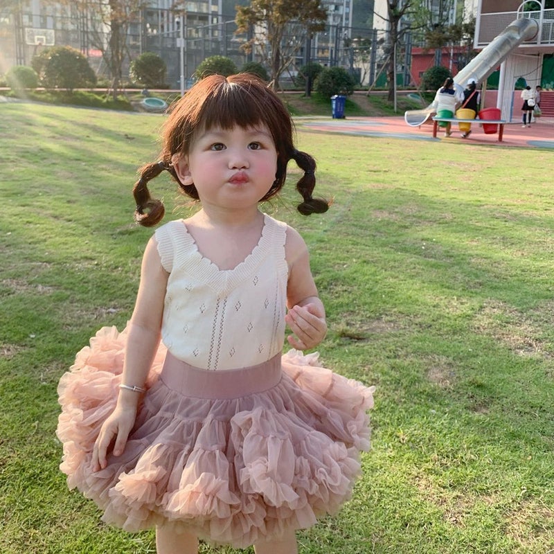 Calorie Second-Generation Tutu Skirt For Girls, Puffy Skirt For Children, Red Princess Skirt For Baby Girls, Half Skirt With Large Hem - Image 1
