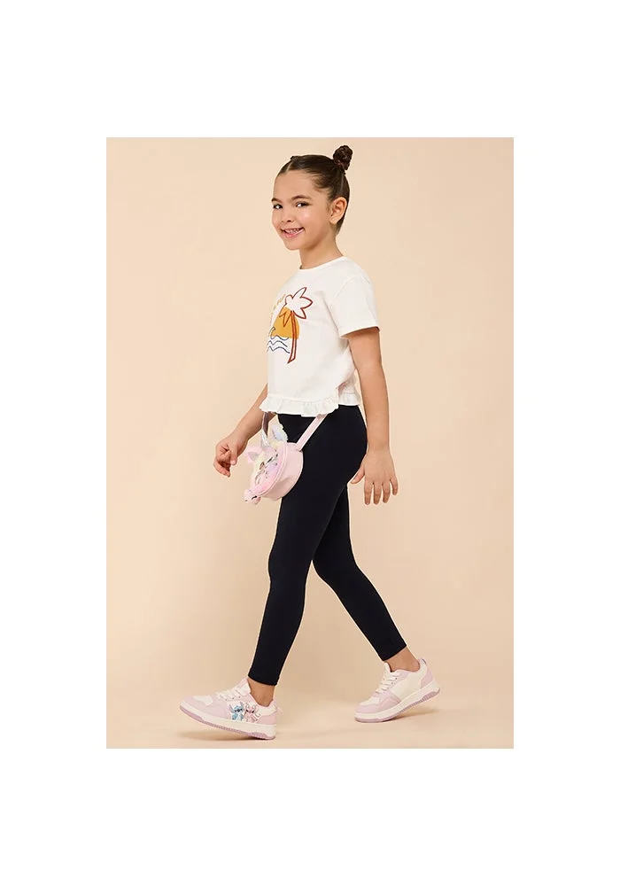 أر أند بي Solid Leggings with Elastic Waist
