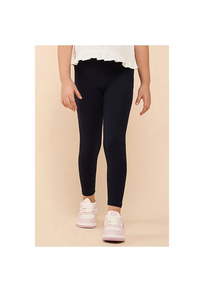 أر أند بي Solid Leggings with Elastic Waist
