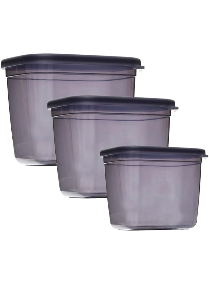 Aksa Mono Plastic Rectangle Slide Food Containers Set of 3 Pieces - Transparent - Image 1