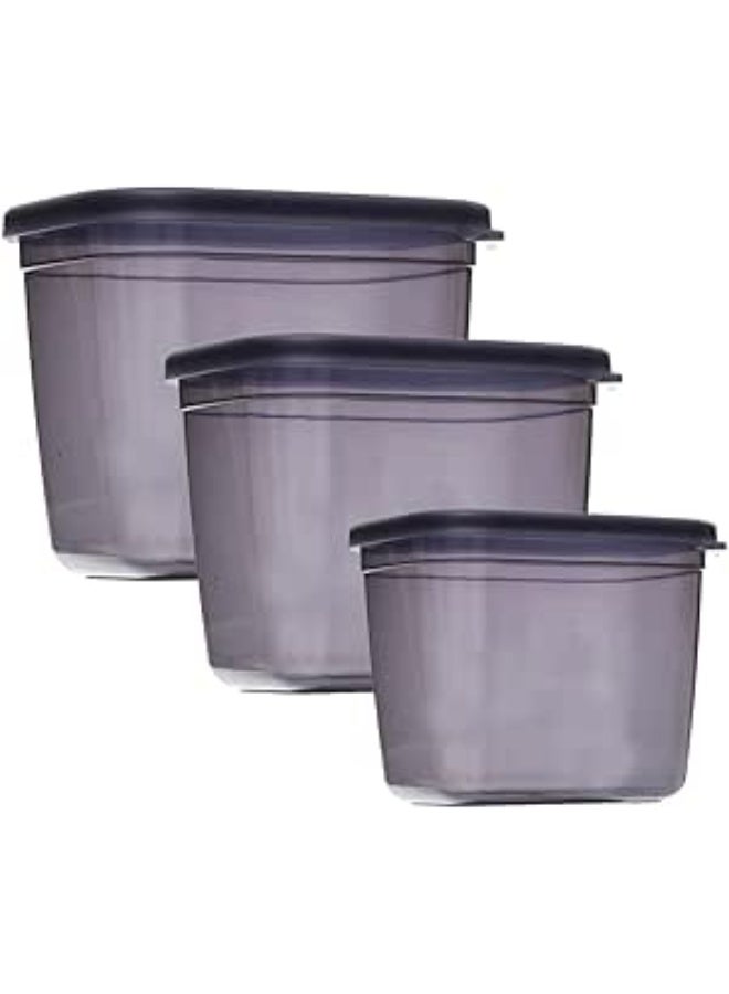 Aksa Mono Plastic Rectangle Slide Food Containers Set of 3 Pieces - Transparent - Image 4