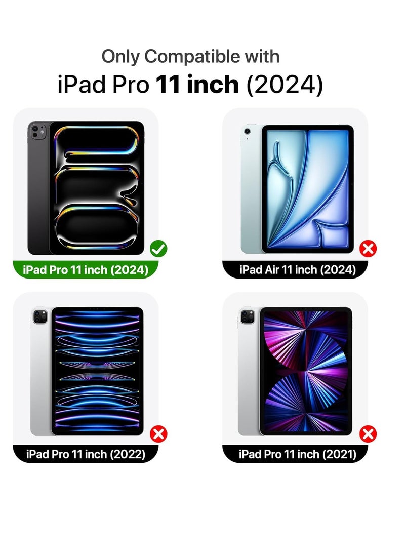 iPad Pro 11 Inch Case 2024 M4 with Pencil Holder, Trifold Stand with TPU Back Shockproof Case for iPad Pro 11 2024 Support Apple Pencil Pro/USB-C (Green)