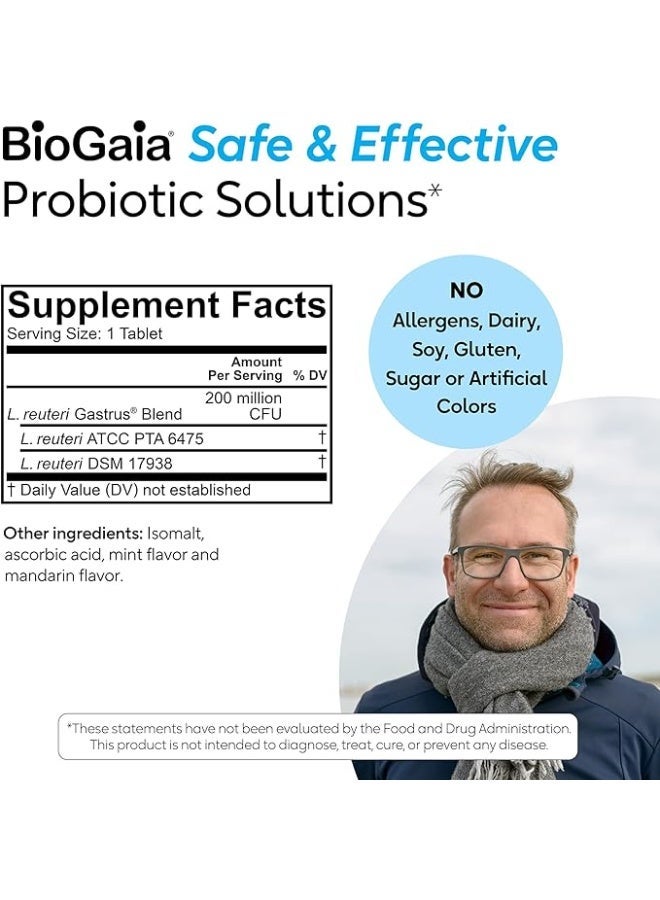 BioGaia أقراص غاستروس القابلة للمضغ، مكمل بروبيوتيك للبالغين 30 قرص، عبوة واحدة - Image 2