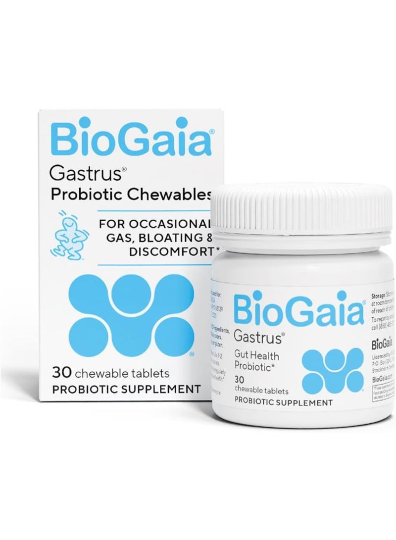 BioGaia أقراص غاستروس القابلة للمضغ، مكمل بروبيوتيك للبالغين 30 قرص، عبوة واحدة - Image 1