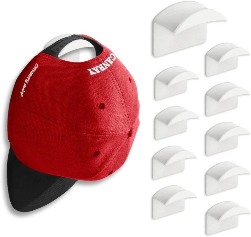 Hat Hooks 7.5 X 6.5 Cm White Space-Saving Design Wall Mounted Hat Storage - Versatile Use Adhesive Hooks For Baseball Cap Display - Image 1