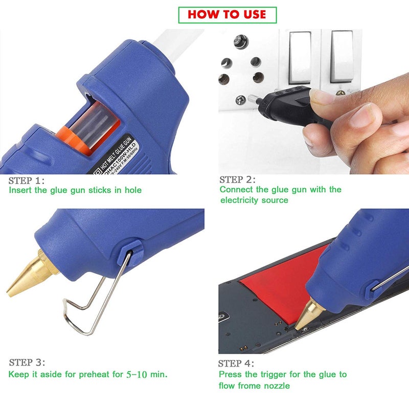 Hot Melt Glue Gun 60 Watt with PTC Heating for Arts and Crafts Compatible with 11 mm Glue Stick Black - Image 5
