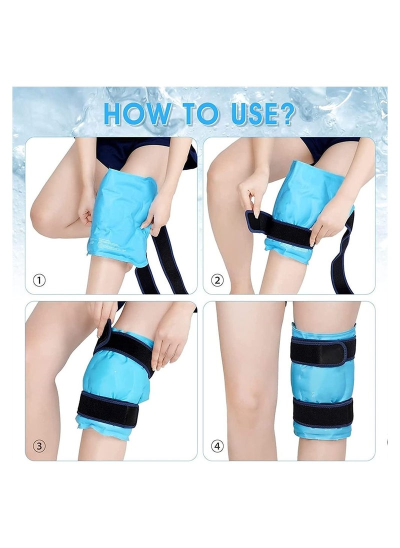 Knee Ice Pack for Injuries Reusable Gel Ice Wrap for Leg Cold Pack Knee Wrap with Cold Compression