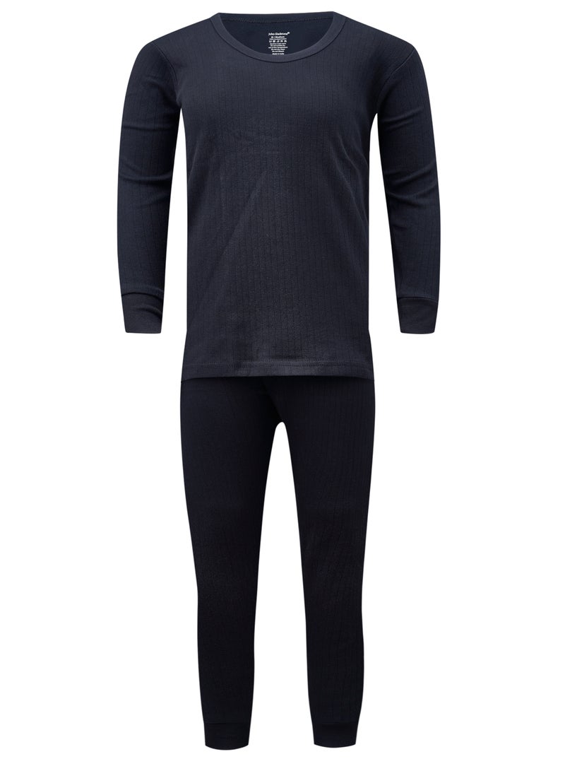 John Gladstone Men's Cotton Interlock Thermal Set  (Black) - Image 1
