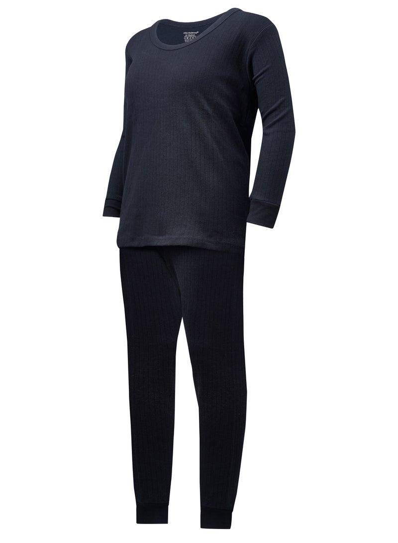 John Gladstone Men's Cotton Interlock Thermal Set  (Black) - Image 2