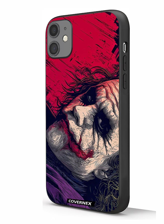 Covernex Apple iPhone 11 Protective Case Cover Printed Featuring Textured Joker Portrait - Image 1