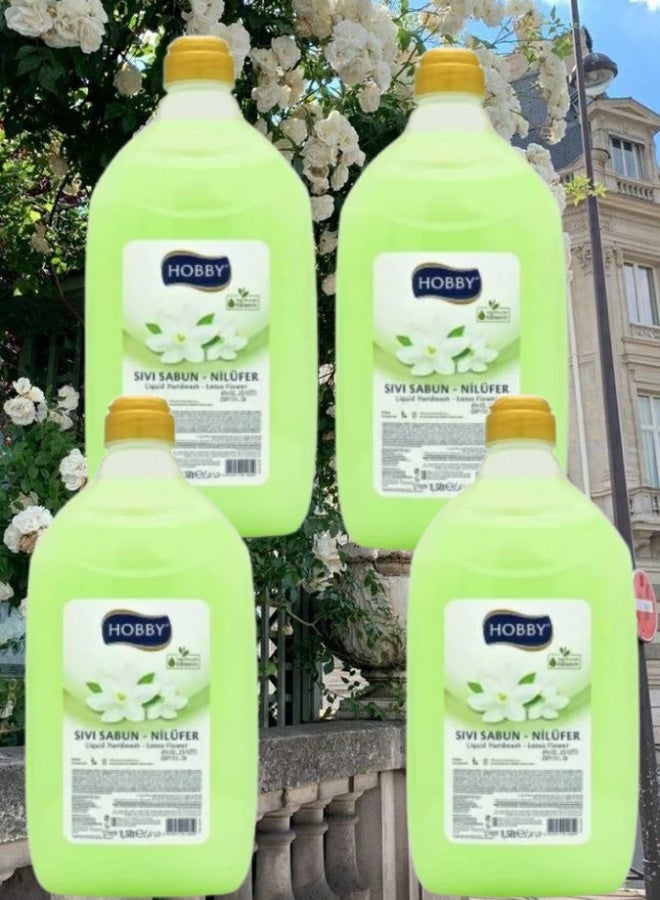 Hobby 4 Pieces Liquid Handwash With Lotus Flower 1.5 Liter  - Image 1