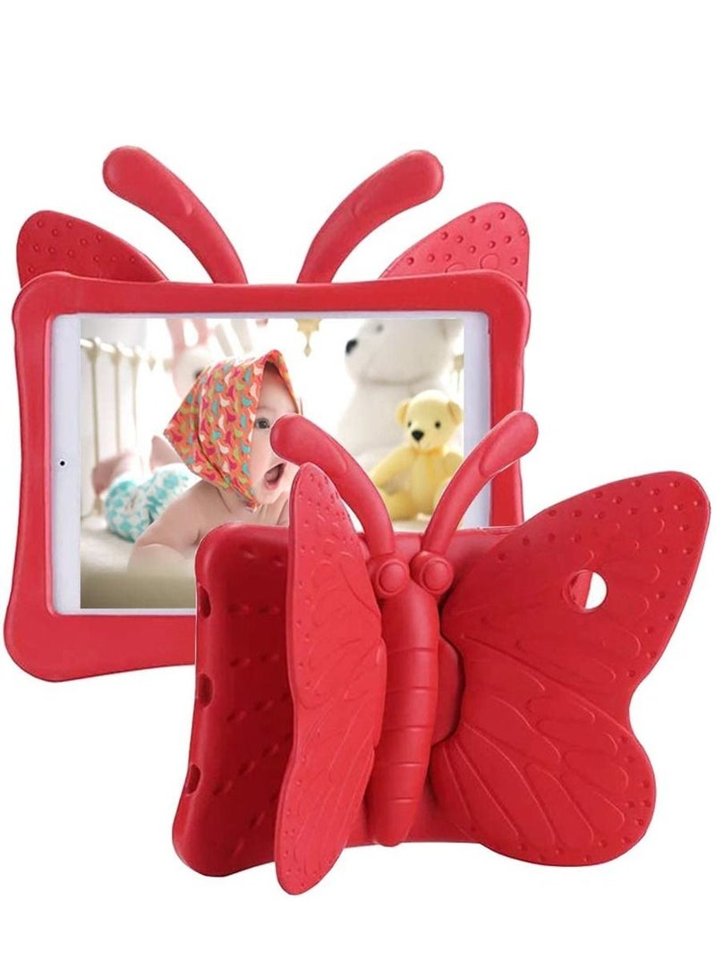 iPad 6th Generation Case for Kids, iPad 9.7 inch Case, Light Weight Shockproof EVA Foam Protective Tablet Stand Cover Holder for Apple iPad Air/Air 2 iPad 9.7 2017/2018 - Cute Butterfly, Red - Image 1