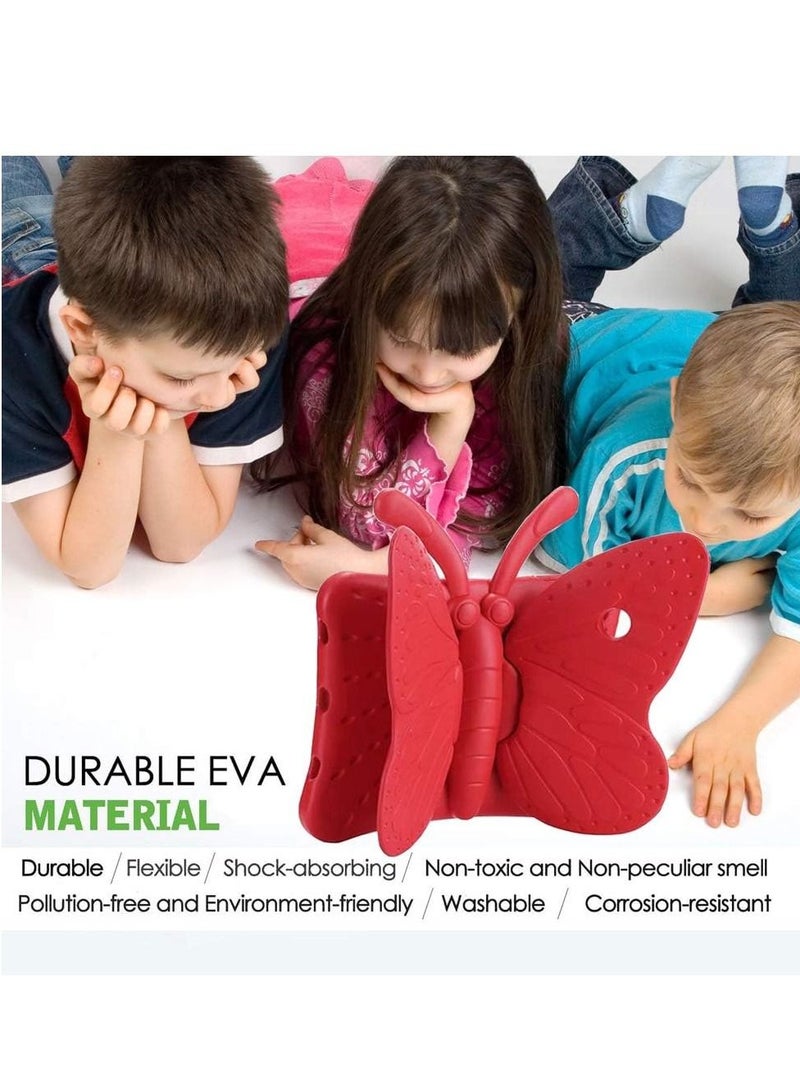 iPad 6th Generation Case for Kids, iPad 9.7 inch Case, Light Weight Shockproof EVA Foam Protective Tablet Stand Cover Holder for Apple iPad Air/Air 2 iPad 9.7 2017/2018 - Cute Butterfly, Red - Image 4