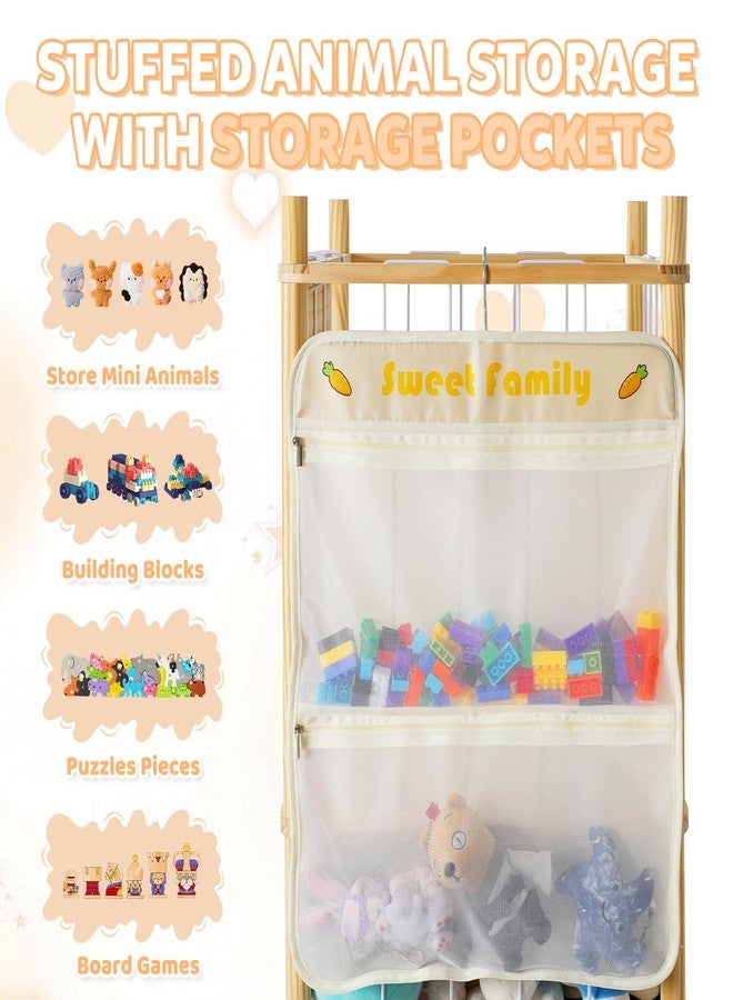 TOPHDY Stuffed Animal Storage Organizer, Large Wooden Zoo Toy Holder with Pockets, Plushie, Stuffy,Toy Storage for Kids Room, Playroom, Bedroom(Natural Large) - Image 4