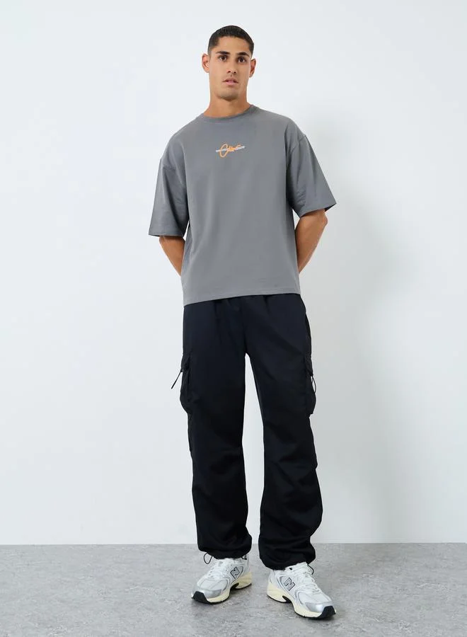 Styli Styli Terry Oversized Slogan Print T-Shirt