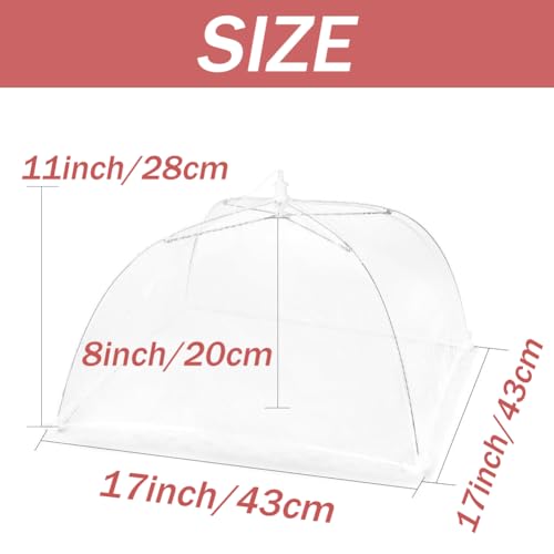 Hodaqe Food Cover For Outside 2Pcs Reusable Food Tent Fruit Cover Pop-Up Food Nets Outdoors Mesh Screen Collapsible 17 Inch,White - Image 2