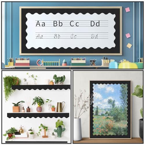 Aurtho 70Ft Shine Scalloped Bulletin Board Border- Black Bulletin Board Border, Shiny Black Trim Decorative Roll for Classroom, School, Office, Home - Image 5