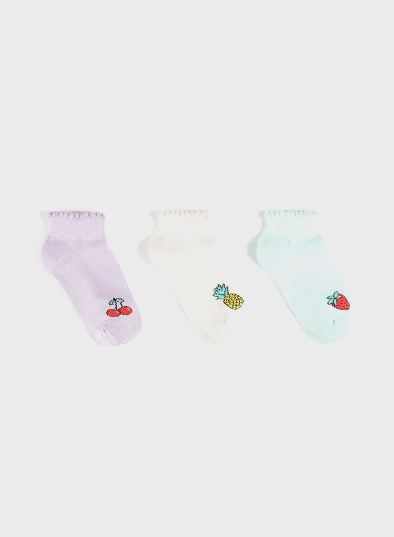 JUNE Kids 3 Pack Assorted Booties Socks