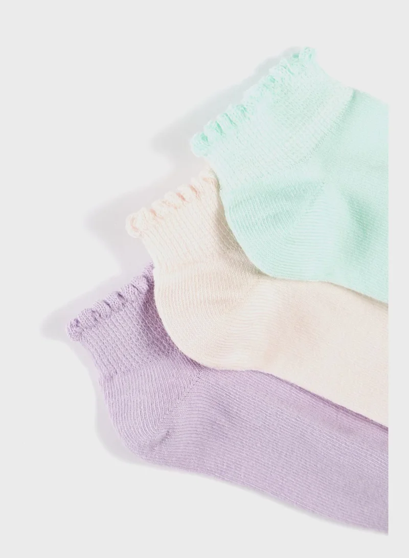 JUNE Kids 3 Pack Assorted Booties Socks