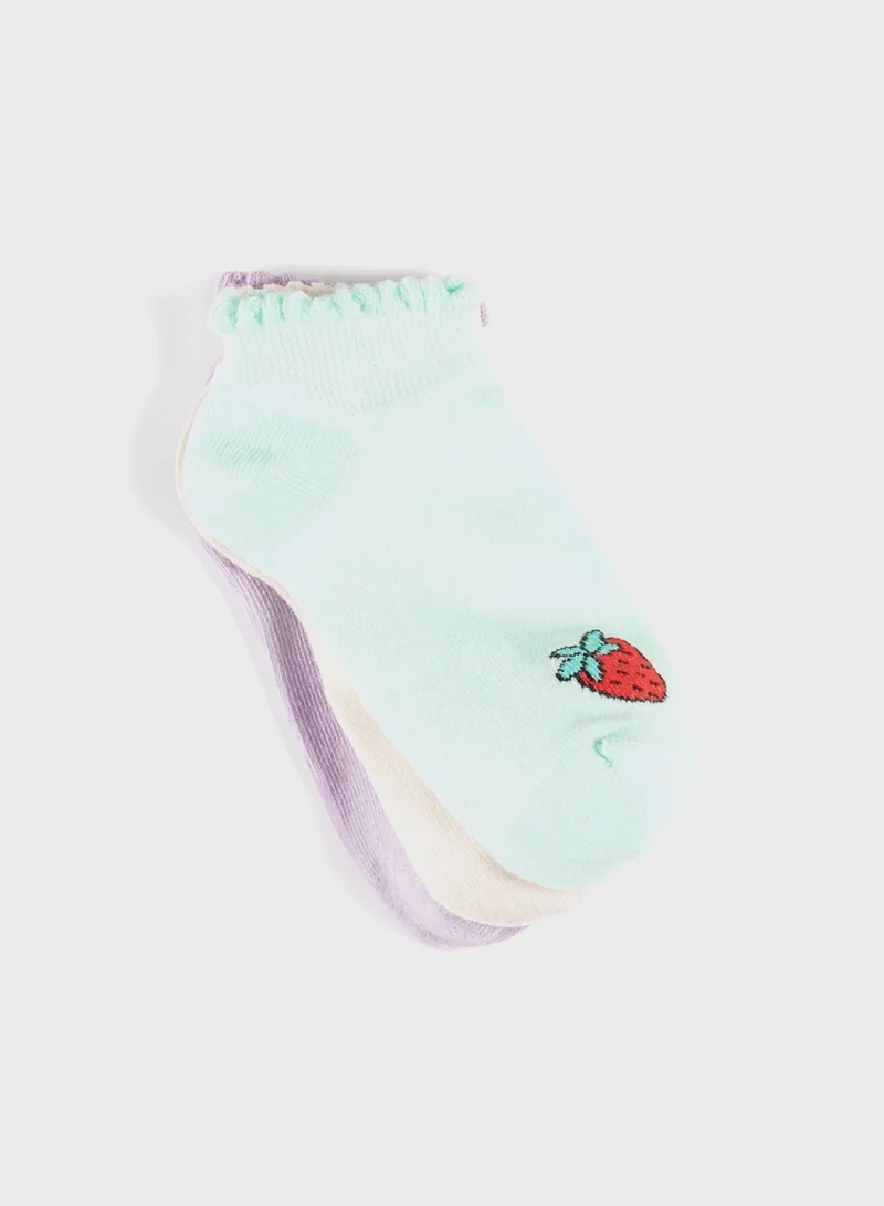 JUNE Kids 3 Pack Assorted Booties Socks