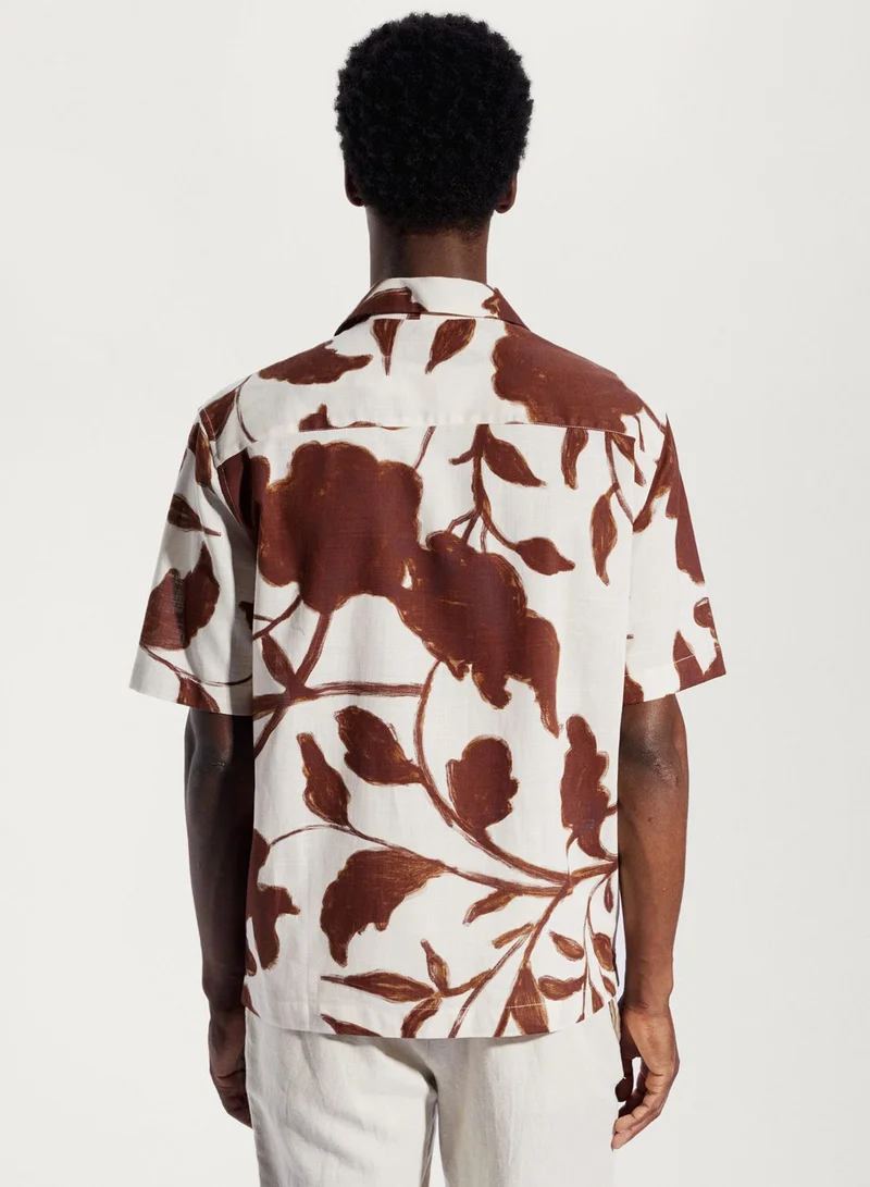 Mango Man Flower Print Regular Fit Shirt