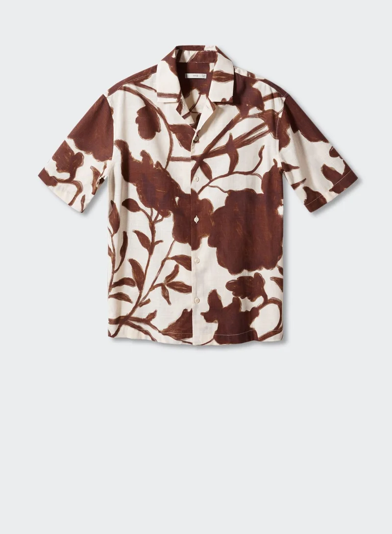 Mango Man Flower Print Regular Fit Shirt