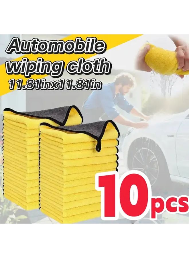 10 Count Heavy Duty Dual Sided Microfiber Car Wash Towels 400 GSM Super Absorbent - Image 1